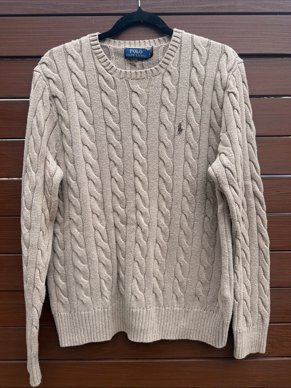 Polo by Ralph Lauren Beige Cable Knit Crewneck Sweater